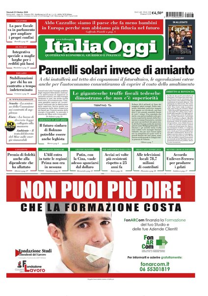 Italia oggi : quotidiano di economia finanza e politica